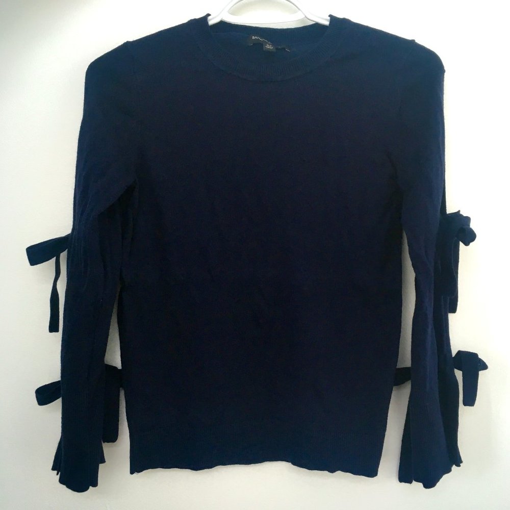 Banana Republic Navy Tie-Sleeve Sweater